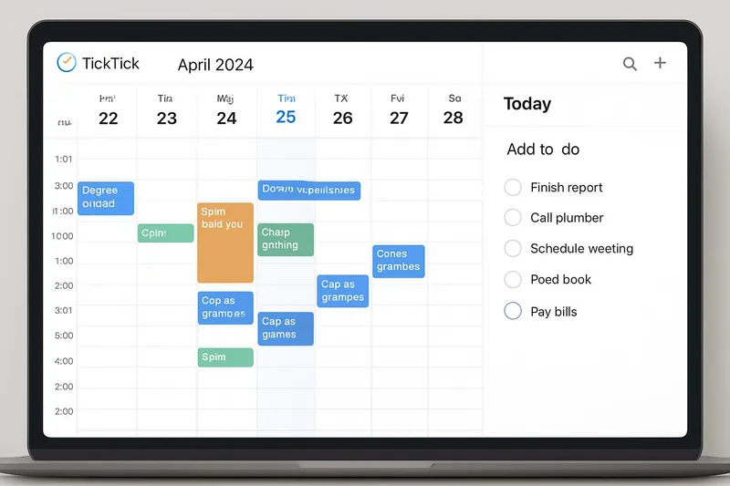 TickTick calendar and to-do view
