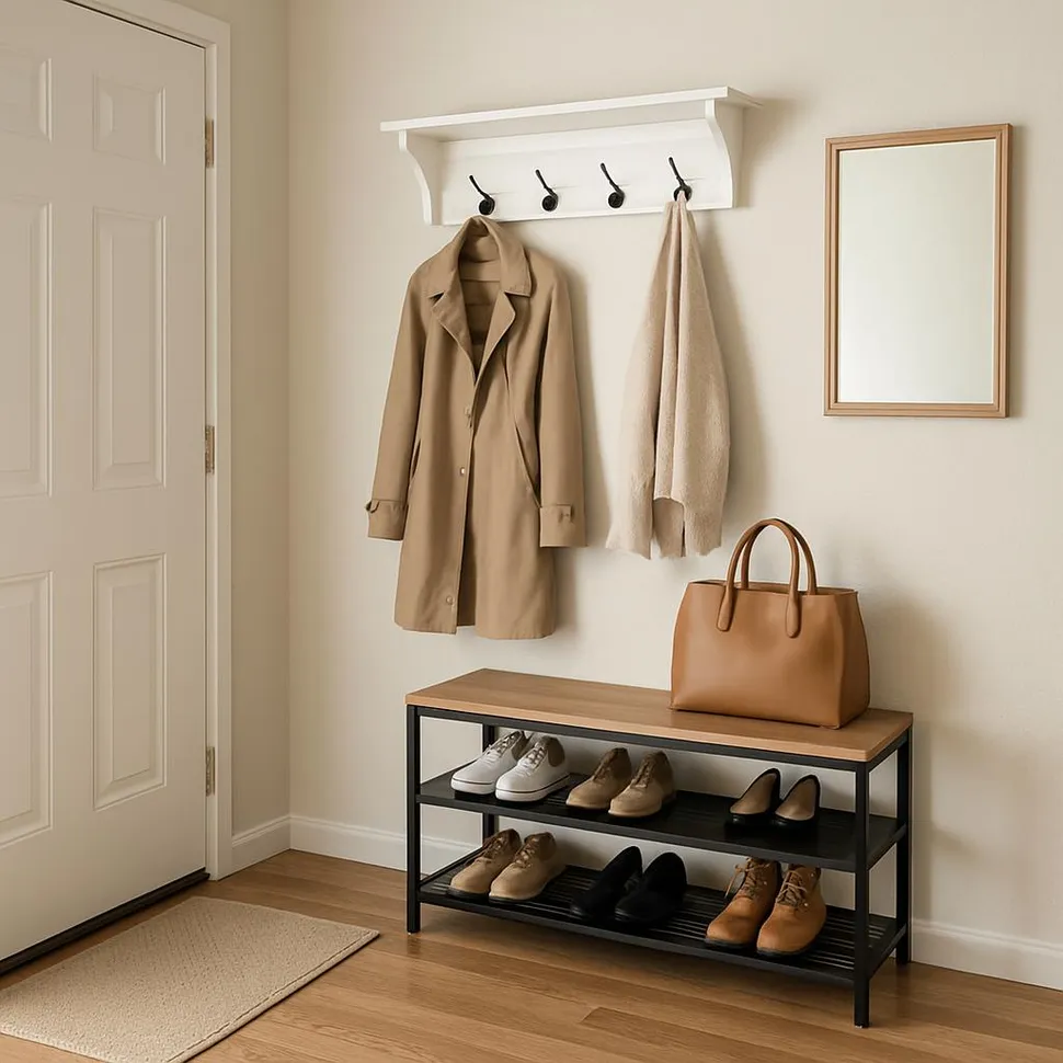 Tidy home entryway with shoes stored and clutter cleared