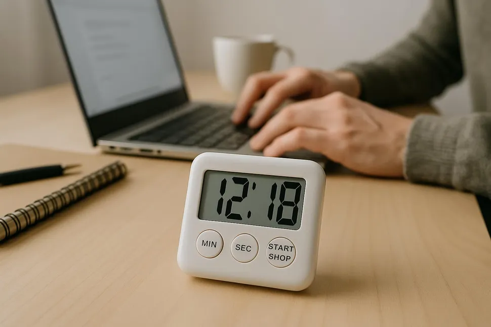 Timer counting down during a batch work session