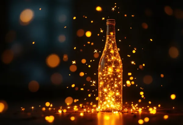 Wine bottle torches lighting up a garden