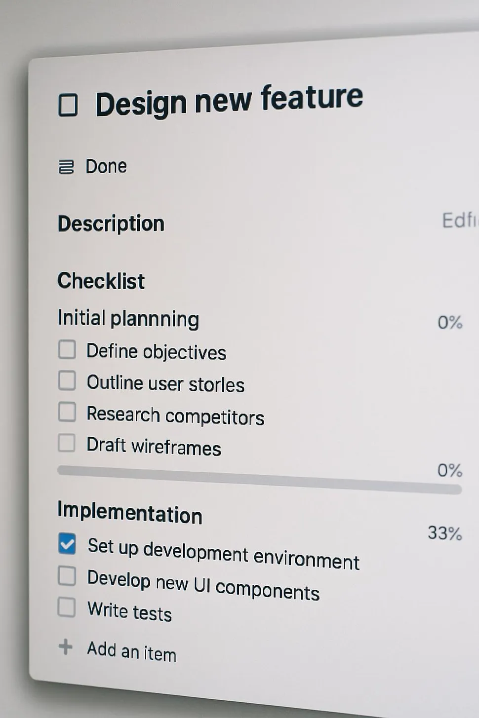 Trello card details with checklists