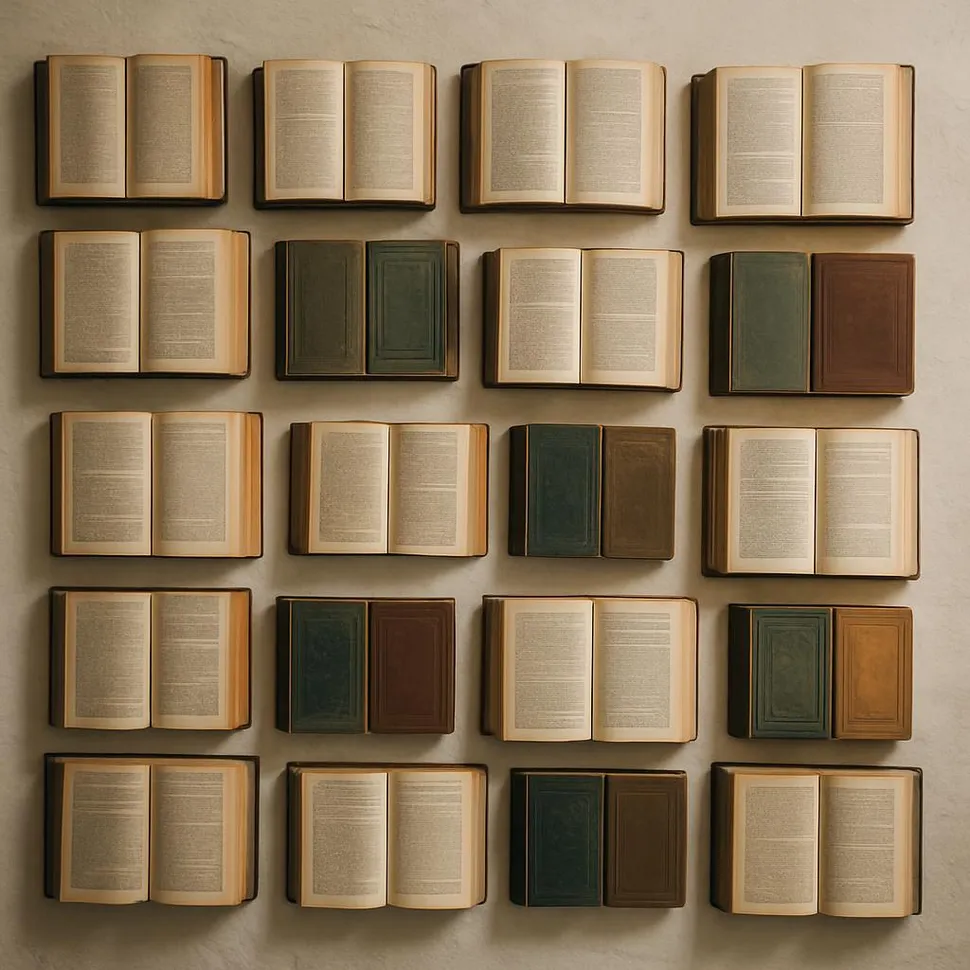 Vintage books turned into wall art