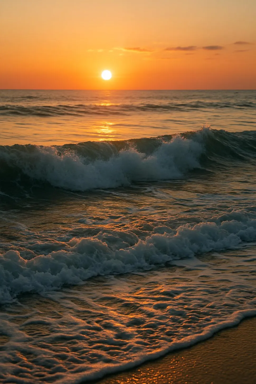 Waves at sunset for ocean white noise vibes