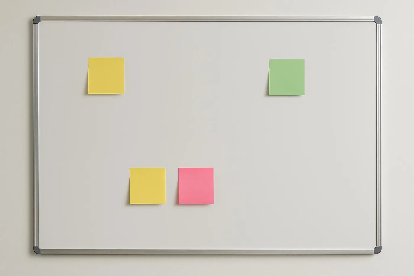 Whiteboard with a clear outline and sticky notes