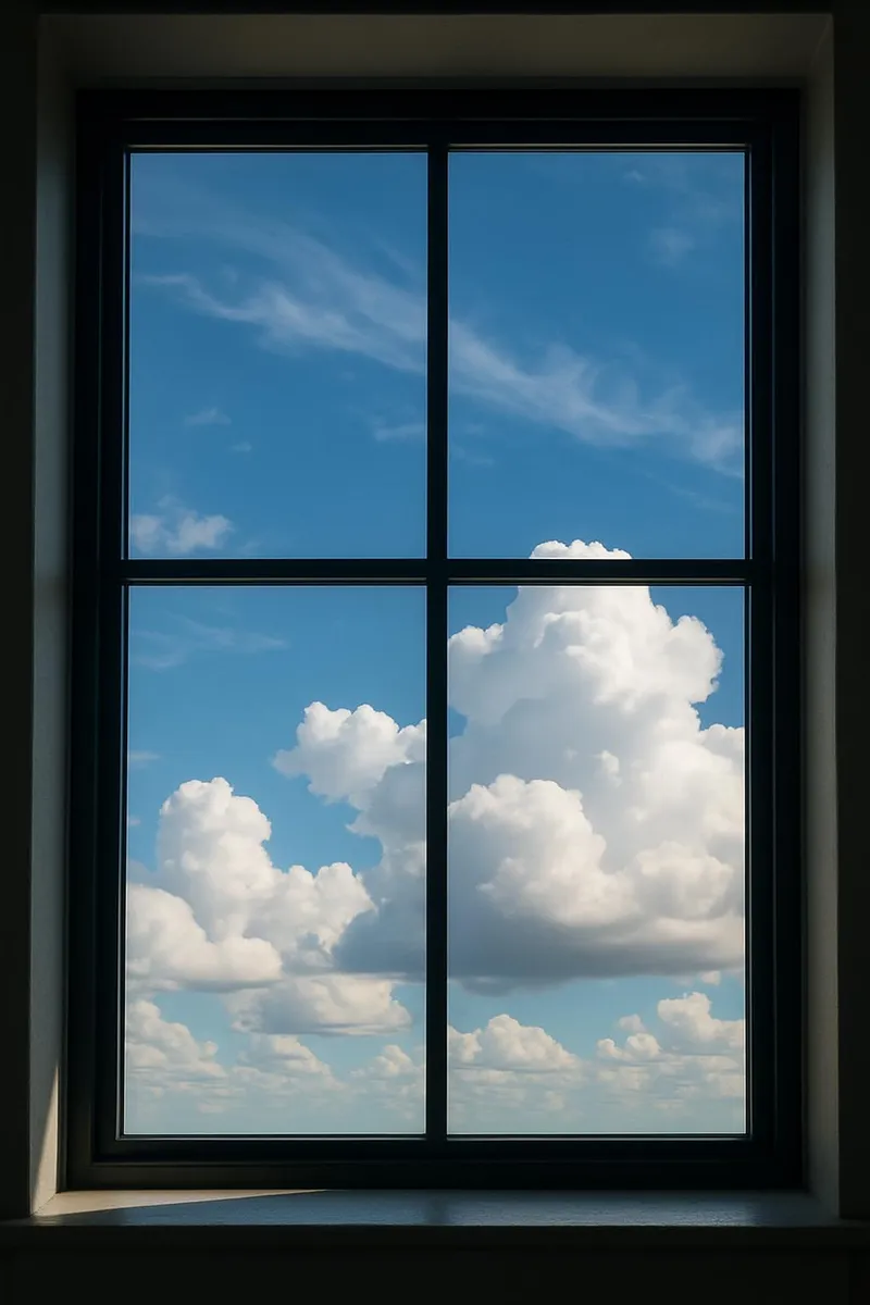 Window view with sky and clouds