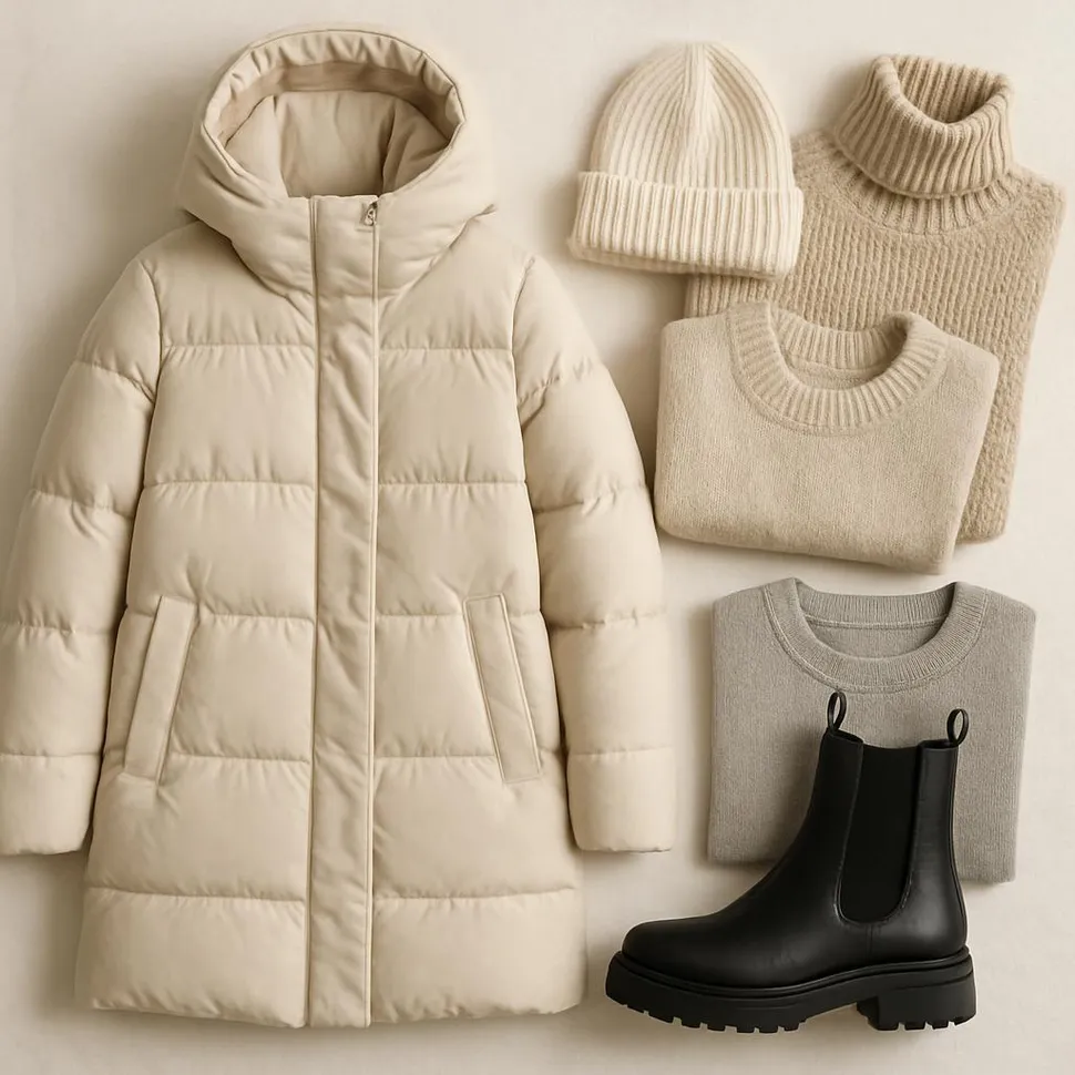 Winter capsule items with knitwear and boots